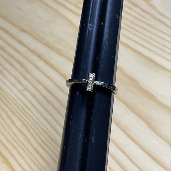 Silver Clear Rhinestone Stackable Ring Minimalist Design - Picture 1 of 4